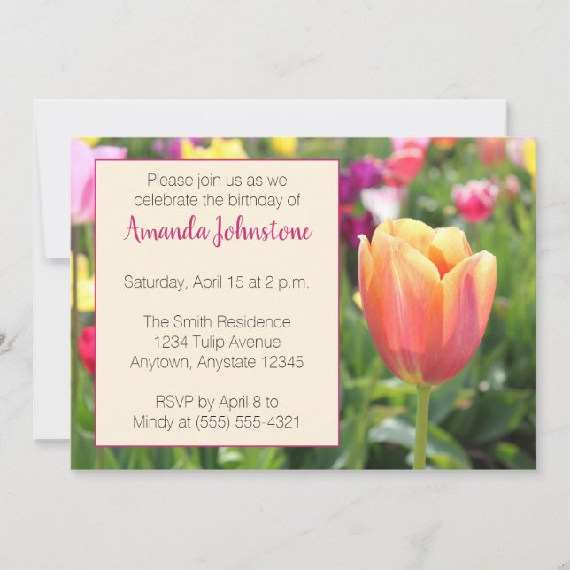Spring Tulips Party Invitation (Front)