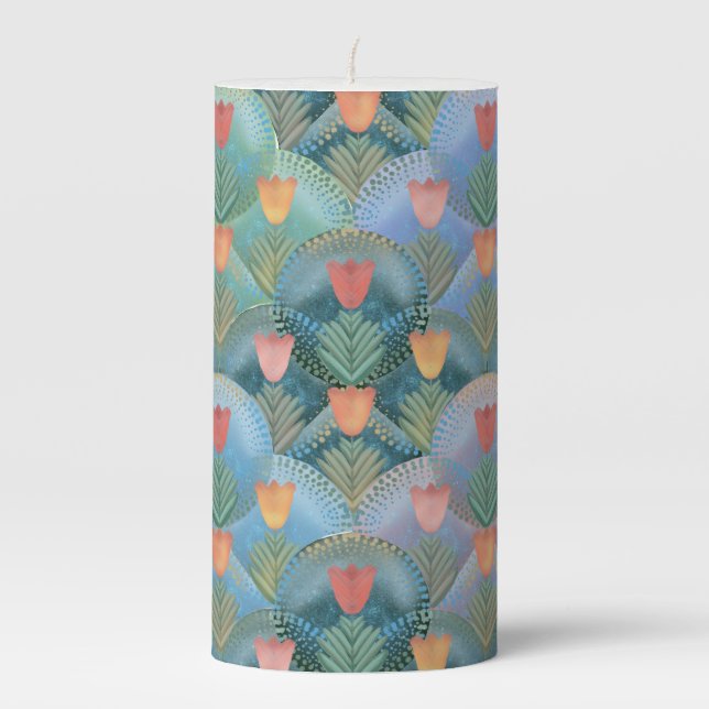 Spring Tulips Pillar Candle (Front)