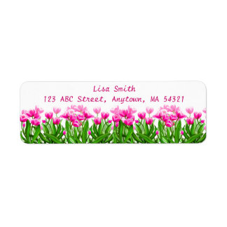 Spring Tulips Pink Customizable Label