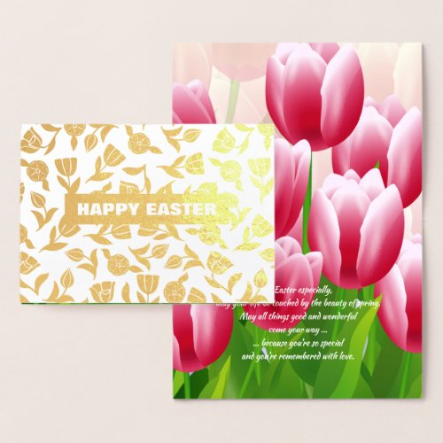 Spring Tulips Real Foil Luxury Easter Foil Card