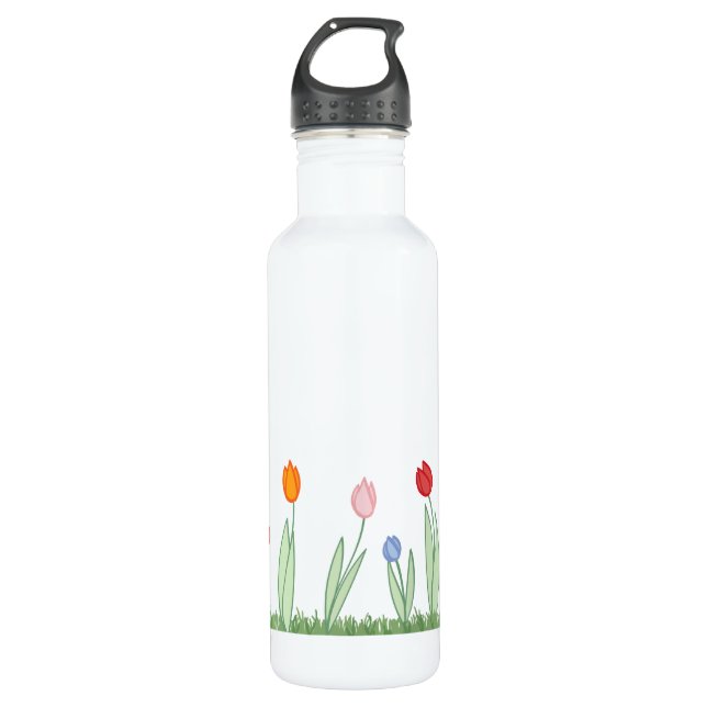 Spring Tulips Stainless Steel Water Bottle (Front)