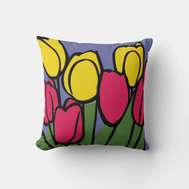Spring Tulips Throw Pillow (Front)