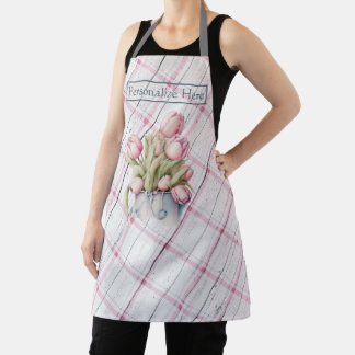 Spring Tulips w/ Pink Farmhouse Background Apron