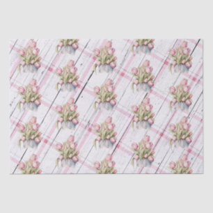 Spring Tulips w/ Pink Farmhouse Background Tissue Paper