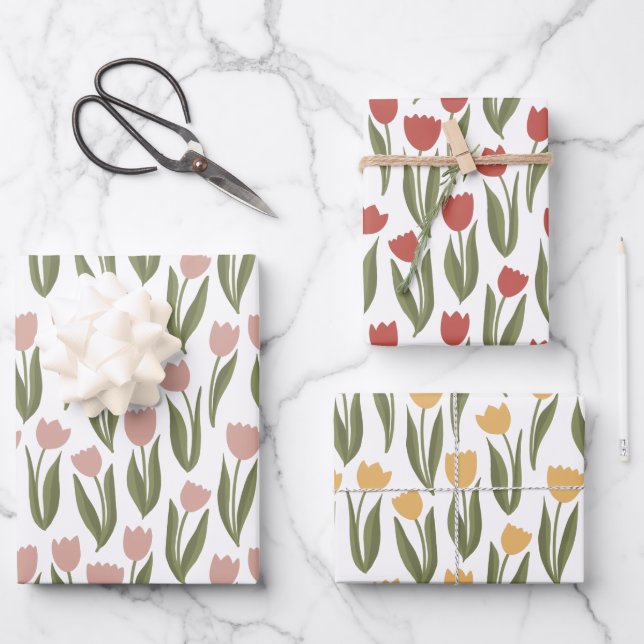 Spring Tulips Wrapping Paper Sheets (Front)