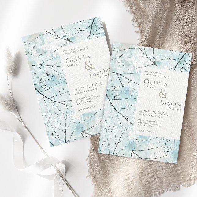 Spring Turquoise Aqua Abstract Flowers Invitation (Creator Uploaded)