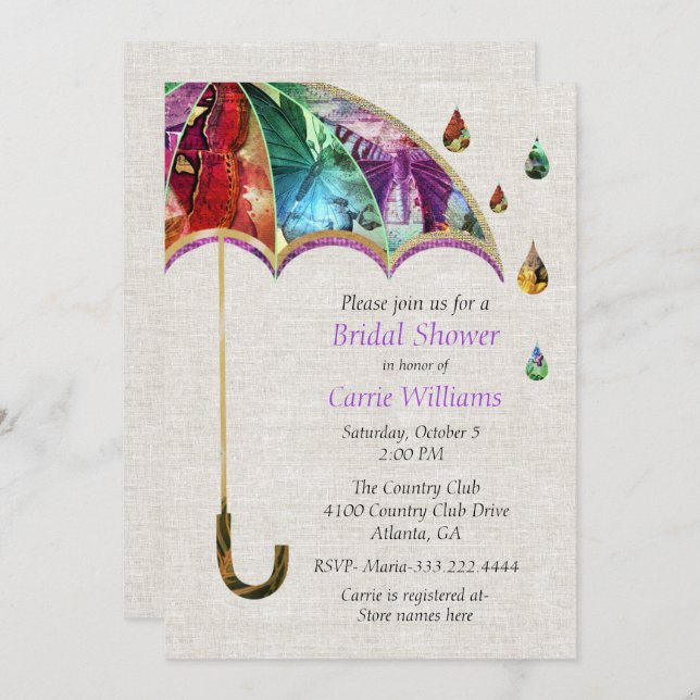Spring Umbrella Bridal Shower Invitation (Front/Back)