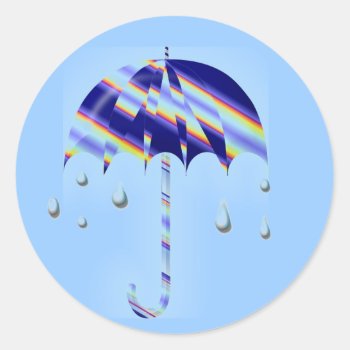 Spring Umbrella Classic Round Sticker by sharpcreations at Zazzle