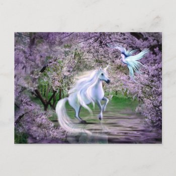 Spring Unicorn Fantasy Postcard by deemac2 at Zazzle