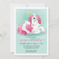 Spring Unicorn | Little Bunny Party Invitation