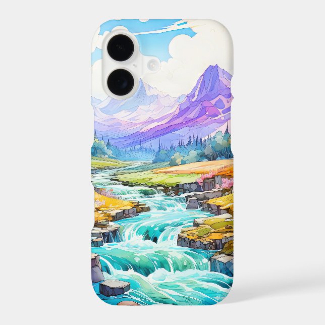 Spring Valley Brook Illustration Art iPhone Case (Back)