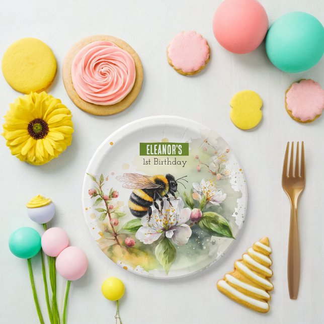Spring vibes Bumblebee -  Birthday Party - Paper Plates (Creator Uploaded)