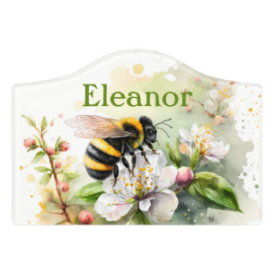Spring Vibes Bumblebee - Name Door Sign