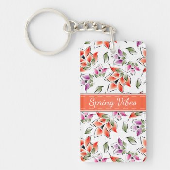 Spring Vibes  Floral Keychain by LifeInColorStudio at Zazzle