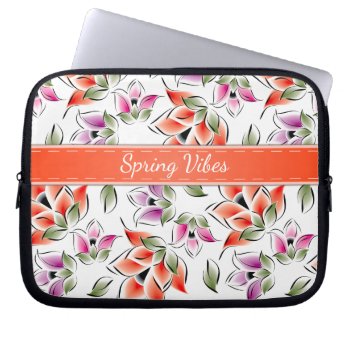 Spring Vibes  Floral Laptop Sleeve by LifeInColorStudio at Zazzle