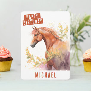Spring vibes Horse Birthday Card