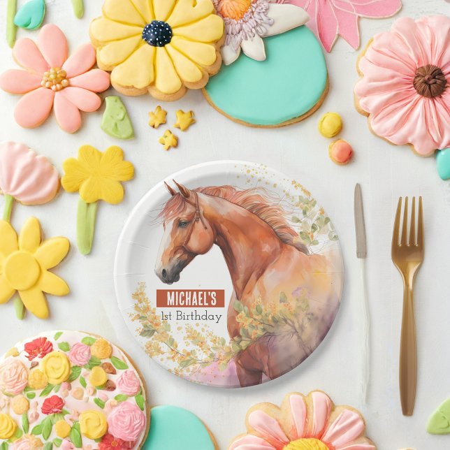 Spring vibes Horse -  Birthday Party - Paper Plates (Creator Uploaded)
