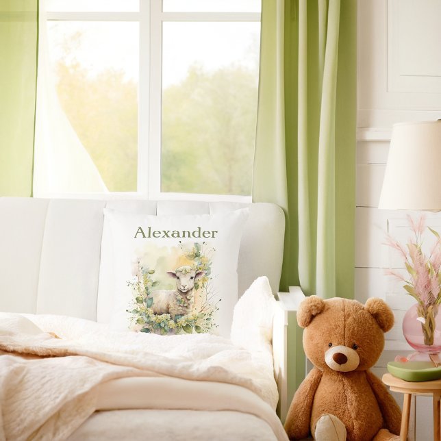 Spring Vibes Lamb - Personalized   Throw Pillow (Creator Uploaded)