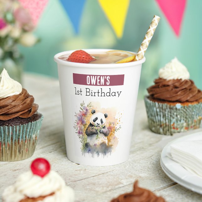 Spring vibes Panda - 1st birthday - Paper Cups (Creator Uploaded)