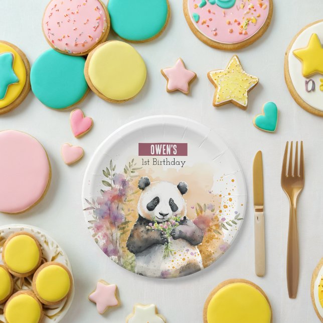 Spring vibes Panda -  Birthday Party - Paper Plates (Creator Uploaded)