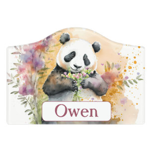 Spring Vibes Panda - Name Door Sign