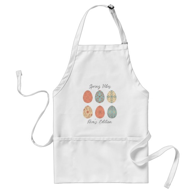 Spring Vibes – Personalized Easter Apron with Flor (Front)