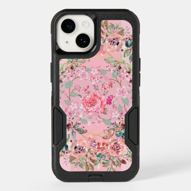 Spring Vibes, Pink Floral Wreath Otterbox iPhone Case (Back)