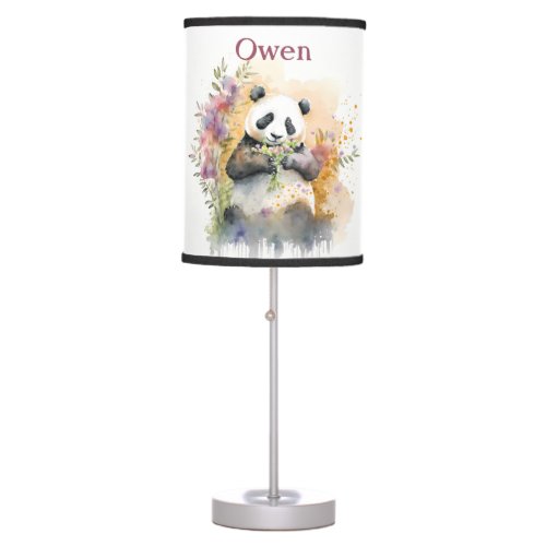 Spring Vibes Watercolor Panda _ Personalized   Table Lamp