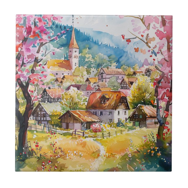 Spring Village Ceramic Tile (Front)