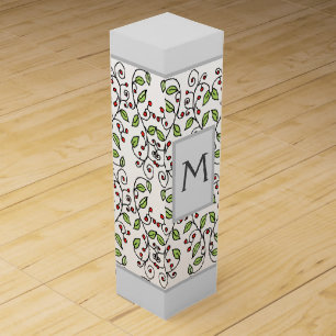 Spring Vines Hand-Drawn Monogram Botanical Wine Box