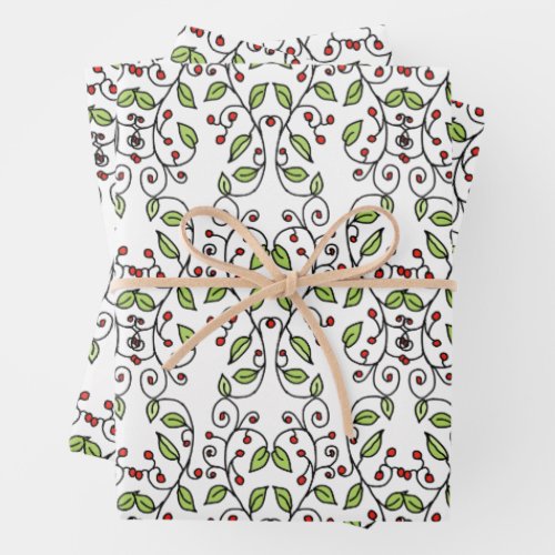 Spring Vines Hand_Drawn Whimsical Botanical Wrapping Paper Sheets