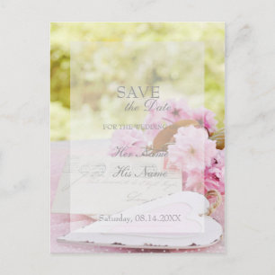 Spring vintage flower loveletter SAVE THE DATE Announcement Postcard