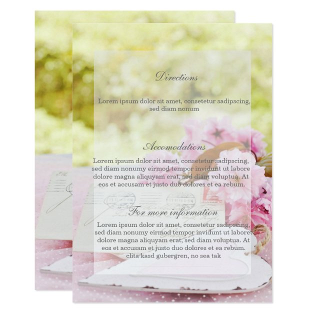 Spring Vintage Flower Loveletter Wedding Direction Card