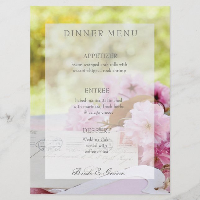 Spring vintage flower loveletter wedding menu (Front)