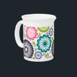 Spring vintage flowers white background beverage pitcher<br><div class="desc">Fun and girly floral design featuring cute flowers and leaves on a white background,  modern and retro. Elegant gift for every woman or a girl.</div>