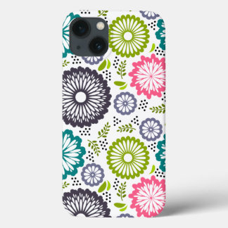 Spring vintage flowers white background iPhone 13 case