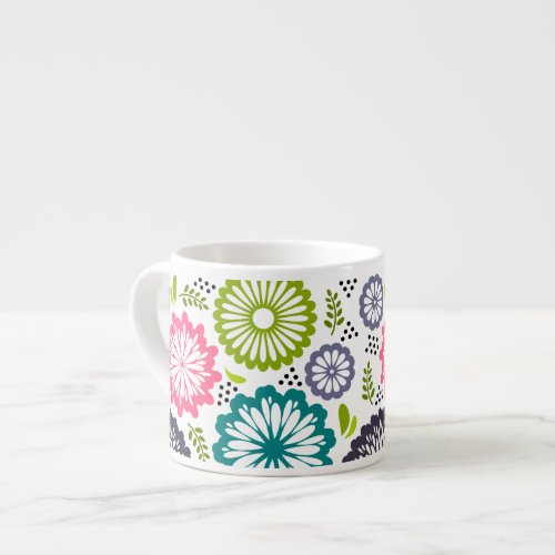 Spring vintage flowers white background espresso cup