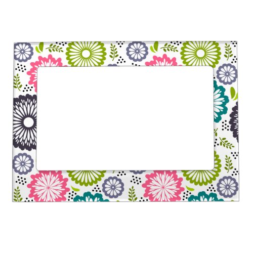 Spring vintage flowers white background magnetic photo frame