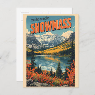 Spring vintage SNOWMASS aspen Colorado skiing gift Holiday Postcard