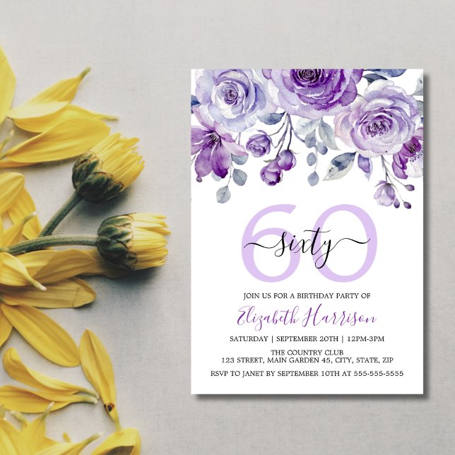 Spring Violet Rose Floral Garden Birthday Invitation (Creator Uploaded)