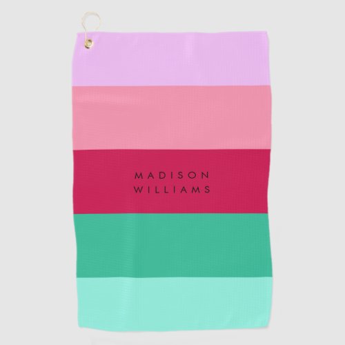 Spring Viva Magenta Colorblock Horizontal Stripe Golf Towel