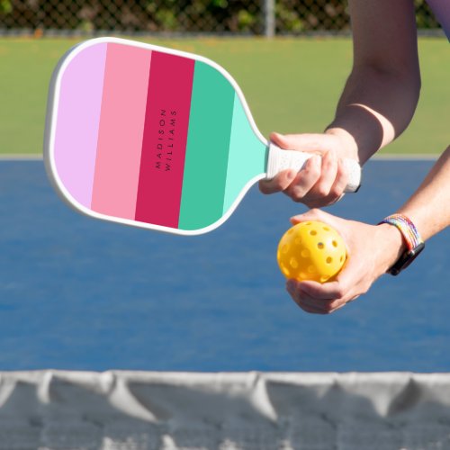 Spring Viva Magenta Colorblock Horizontal Stripe  Pickleball Paddle