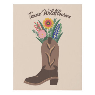 Spring Wall Art "Texas Wildflowers" Cowboy Boot