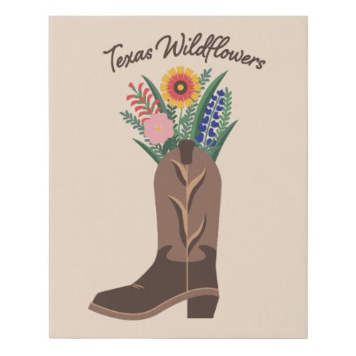 Spring Wall Art Texas Wildflowers Cowboy Boot