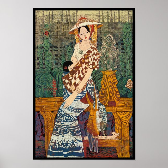 Spring Warmth Chen Yongle oriental lady and child Poster (Front)