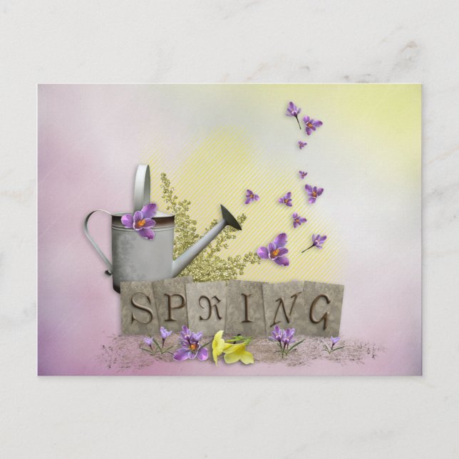 Spring - "Water Can & Signs of Spring" Postcard (Front)