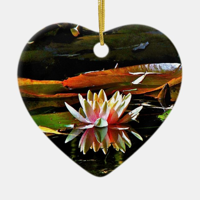 SPRING WATER LILY IN A POND CERAMIC ORNAMENT (Front)