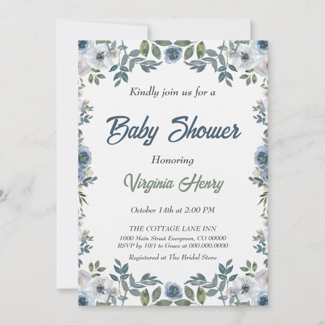 Spring Watercolor Baby Shower Invitation (Front)