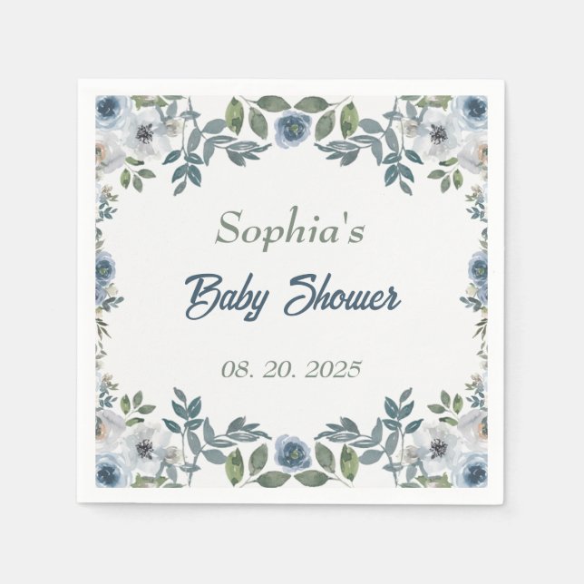 Spring Watercolor Baby Shower Napkins (Front)