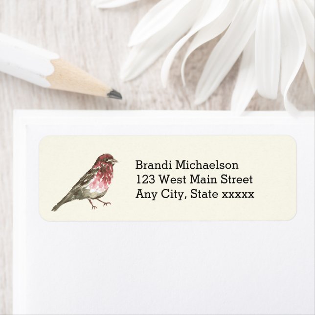 Spring Watercolor Bird Pretty Songbird Label (Insitu)